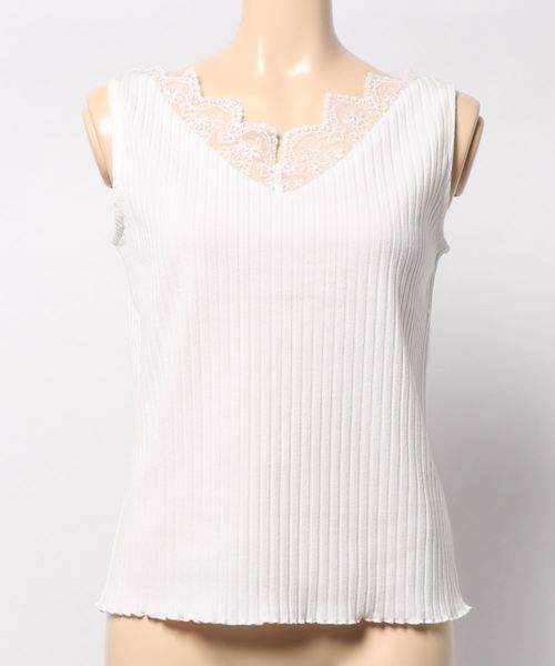 apres jour（アプレジュール）の「スカラップレースタンクトップ【ZOZOTOWN限定アイテム】（タンクトップ・レディース・ブラック/オフホワイト・フリー）」の9枚目の写真