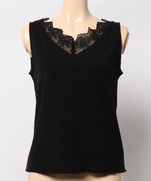 apres jour（アプレジュール）の「スカラップレースタンクトップ【ZOZOTOWN限定アイテム】（タンクトップ・レディース・ブラック/オフホワイト・フリー）」の10枚目の写真