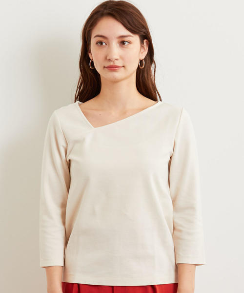 green label relaxing（グリーンレーベルリラクシング）の「FM ミラノポンチ カッティング カットソー ◆（Tシャツ/カットソー・レディース・ブラック/ナチュラル/マスタード・FREE）」の5枚目の写真