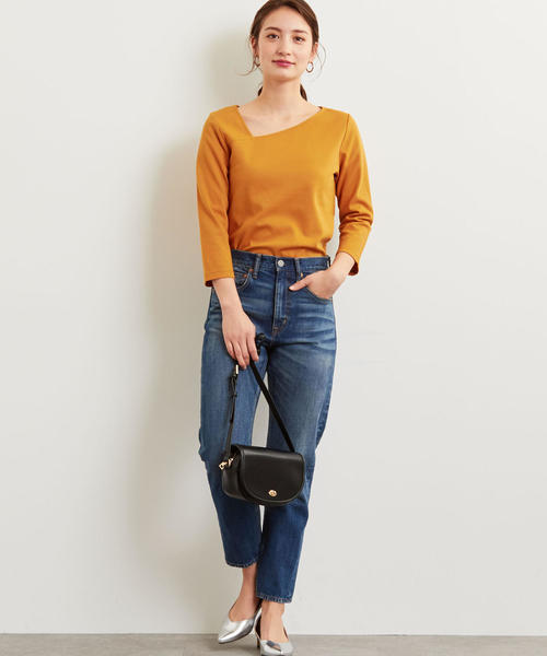 green label relaxing（グリーンレーベルリラクシング）の「FM ミラノポンチ カッティング カットソー ◆（Tシャツ/カットソー・レディース・ブラック/ナチュラル/マスタード・FREE）」の12枚目の写真