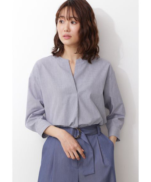 NATURAL BEAUTY BASIC（ナチュラルビューティーベーシック）の「バンドカラースキッパーブラウス（シャツ/ブラウス・レディース・ブラック系その他/オフホワイト/ブルー系その他・LARGE/MEDIUM/SMALL）」の11枚目の写真