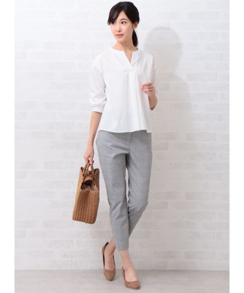 NATURAL BEAUTY BASIC（ナチュラルビューティーベーシック）の「バンドカラースキッパーブラウス（シャツ/ブラウス・レディース・ブラック系その他/オフホワイト/ブルー系その他・LARGE/MEDIUM/SMALL）」の20枚目の写真
