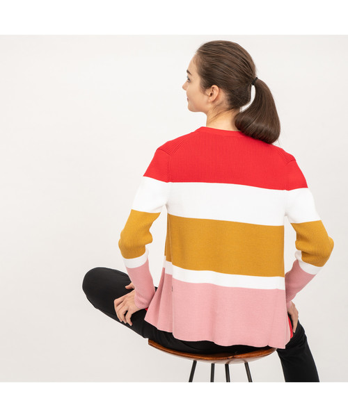 AIGLE(エーグル)の「W CB ビックストライプカーデ(ニット/セーター・レディース・レッド/ブルー・SMALL/MEDIUM/LARGE)」の3枚目の写真