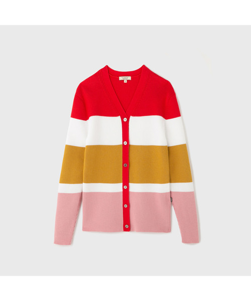 AIGLE(エーグル)の「W CB ビックストライプカーデ(ニット/セーター・レディース・レッド/ブルー・SMALL/MEDIUM/LARGE)」の4枚目の写真