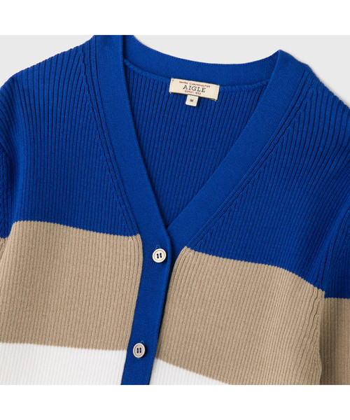 AIGLE(エーグル)の「W CB ビックストライプカーデ(ニット/セーター・レディース・レッド/ブルー・SMALL/MEDIUM/LARGE)」の8枚目の写真