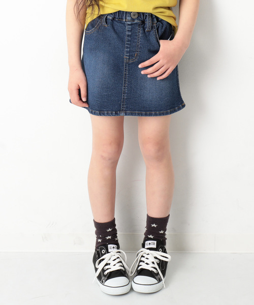 devirock（デビロック）の「デニムスカート（デニムスカート・キッズ・ネイビー/サックスブルー/ブルー系その他/ワンウォッシュ・110cm/100cm/120cm/130cm/140cm/150cm/160cm）」の2枚目の写真