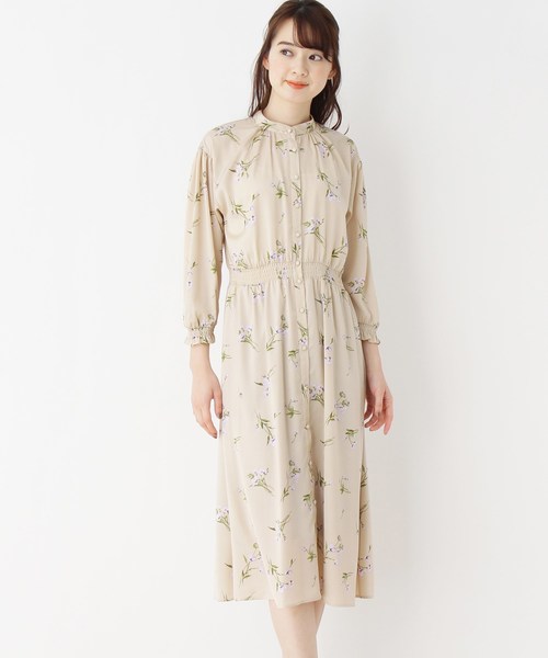 セール ワンピース 洗濯機洗いok インナースカート付き 花柄スタンドワンピース ワンピース Index インデックス のファッション