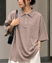 【Bl】梨地ビッグシルエットポロシャツ 半袖