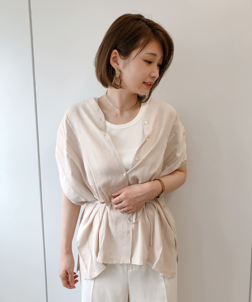 DouDou（ドゥドゥ）の「タックフレンチブラウス（シャツ/ブラウス・レディース・オフホワイト/ベージュ/モカ・FREE）」の3枚目の写真