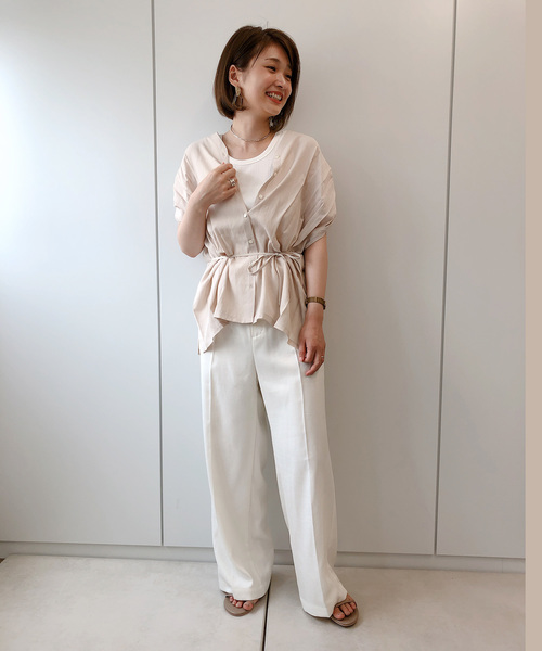 DouDou（ドゥドゥ）の「タックフレンチブラウス（シャツ/ブラウス・レディース・オフホワイト/ベージュ/モカ・FREE）」の7枚目の写真