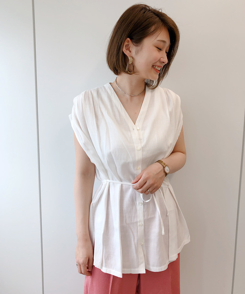 DouDou（ドゥドゥ）の「タックフレンチブラウス（シャツ/ブラウス・レディース・オフホワイト/ベージュ/モカ・FREE）」の18枚目の写真