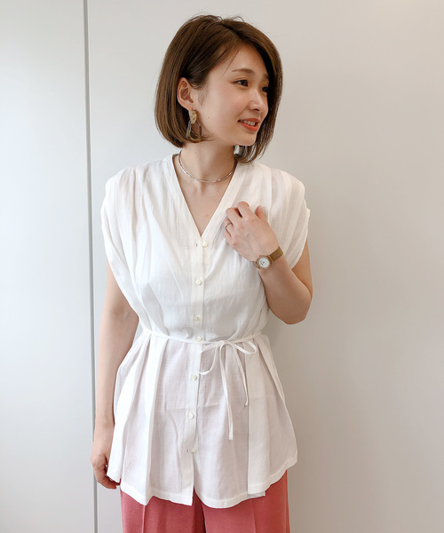 DouDou（ドゥドゥ）の「タックフレンチブラウス（シャツ/ブラウス・レディース・オフホワイト/ベージュ/モカ・FREE）」の19枚目の写真