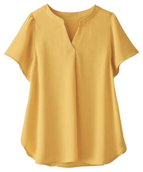 BELLUNA(ベルーナ)の「タック使いジョーゼット素材ブラウス(シャツ/ブラウス・レディース・イエロー/ネイビー/ホワイト系その他/レッド系その他/ブルー系その他・MEDIUM/LARGE/SMALL/X-LARGE/XX-LARGE/XXX-LARGE/XXXX-LARGE)」の4枚目の写真