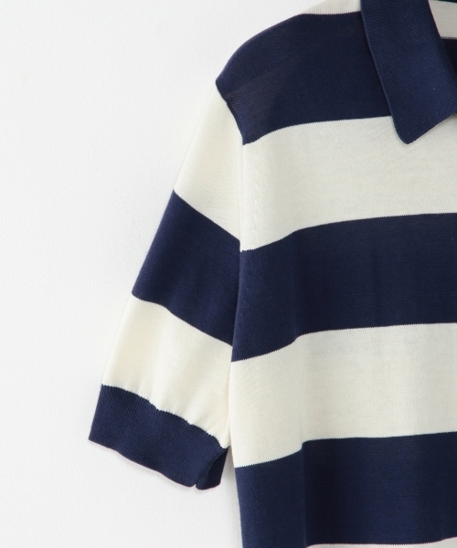 BEAUTY&YOUTH UNITED ARROWS（ビューティーアンドユースユナイテッドアローズ）の「＜steven alan＞14G BOR POLO KNIT/ﾎﾟﾛｼｬﾂ（ポロシャツ・メンズ・ネイビー・MEDIUM/SMALL/LARGE/X-LARGE）」の4枚目の写真