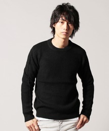 アクリル リブ編み 畦編み クルーネック ニット セーター 無地/ボーダー/グラデーション切替