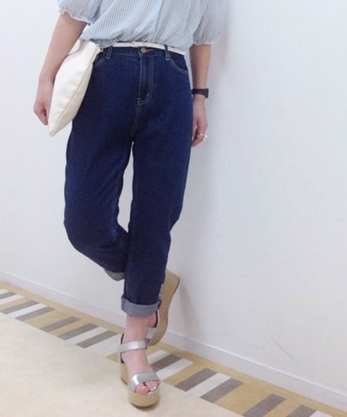 Chico(チコ)の「ハイウエストデニムPT(その他パンツ・レディース・ホワイト/ネイビー・SMALL/MEDIUM)」の2枚目の写真