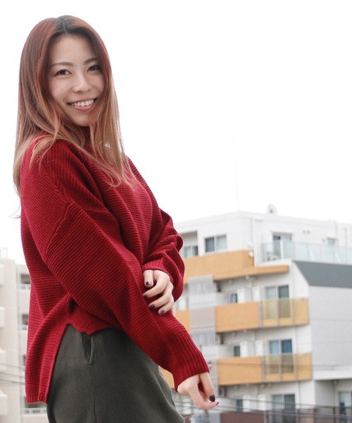 Honey Drop（ハニードロップ）の「Honey Drop ハニードロップ 5G ガーター編みプチ ハイネック ニット セーター