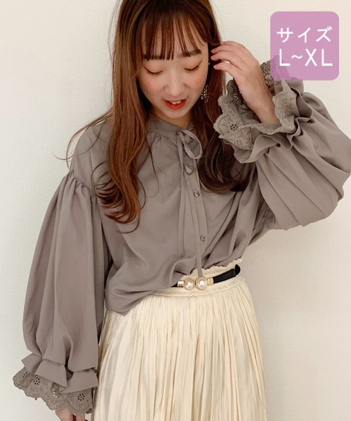 apres jour(アプレジュール)の「【大きいサイズ】袖ボリュームレースブラウス【ZOZOTOWN限定アイテム】(シャツ/ブラウス・レディース・ベージュ/アイボリー/モカ・X-LARGE)」の18枚目の写真