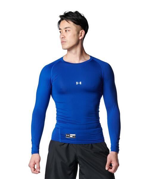 UNDER ARMOUR(アンダーアーマー)の「UAヒートギアアーマー コンプレッション ロングスリーブ クルーネック シャツ(ベースボール/メンズ)(Tシャツ/カットソー・メンズ・ホワイト/ブラック/ネイビー/ロイヤルブルー/レッド/ブルー・MD/XL/LG/XXL/SM/3XL)」の4枚目の写真