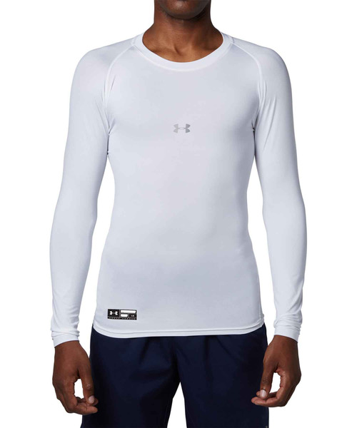 UNDER ARMOUR(アンダーアーマー)の「UAヒートギアアーマー コンプレッション ロングスリーブ クルーネック シャツ(ベースボール/メンズ)(Tシャツ/カットソー・メンズ・ホワイト/ブラック/ネイビー/ロイヤルブルー/レッド/ブルー・MD/XL/LG/XXL/SM/3XL)」の2枚目の写真