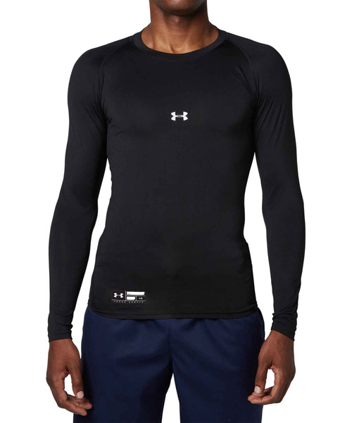 UNDER ARMOUR(アンダーアーマー)の「UAヒートギアアーマー コンプレッション ロングスリーブ クルーネック シャツ(ベースボール/メンズ)(Tシャツ/カットソー・メンズ・ホワイト/ブラック/ネイビー/ロイヤルブルー/レッド/ブルー・MD/XL/LG/XXL/SM/3XL)」の1枚目の写真