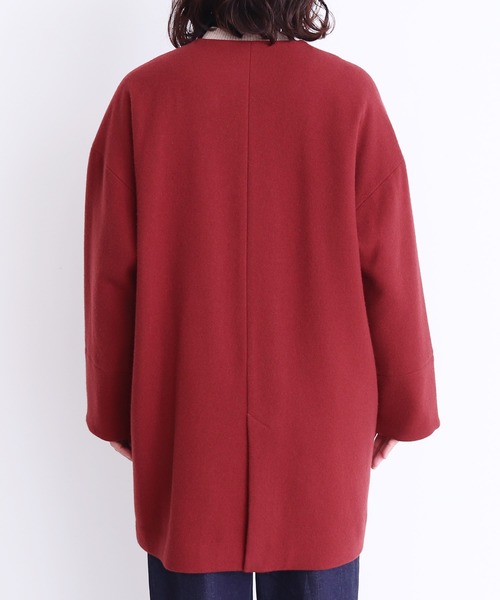 yuni（ユニ ）の「super100 Wool ノーカラーショートコート（ノー 