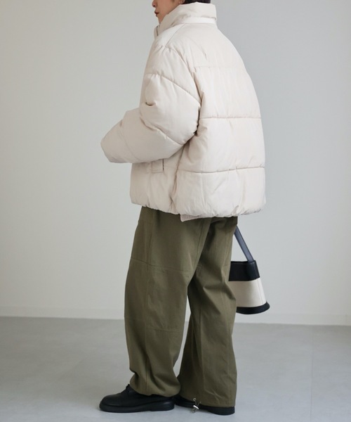 セール】【選べる2素材】中綿フードブルゾン / スタンドブルゾン