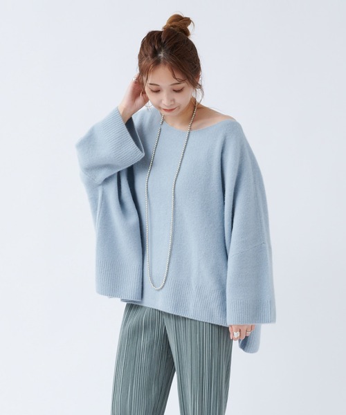 DouDou（ドゥドゥ）の「フォックスウールチュニック（ニット/セーター・レディース・グレイッシュベージュ/サックスブルー/レモンイエロー・FREE）」の3枚目の写真