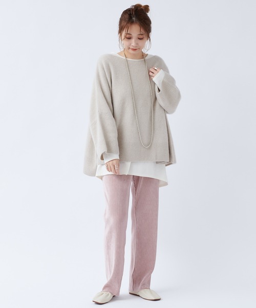 DouDou（ドゥドゥ）の「フォックスウールチュニック（ニット/セーター・レディース・グレイッシュベージュ/サックスブルー/レモンイエロー・FREE）」の4枚目の写真