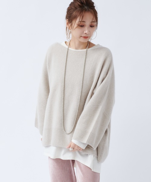 DouDou（ドゥドゥ）の「フォックスウールチュニック（ニット/セーター・レディース・グレイッシュベージュ/サックスブルー/レモンイエロー・FREE）」の21枚目の写真