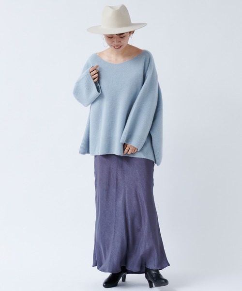 DouDou（ドゥドゥ）の「フォックスウールチュニック（ニット/セーター・レディース・グレイッシュベージュ/サックスブルー/レモンイエロー・FREE）」の7枚目の写真