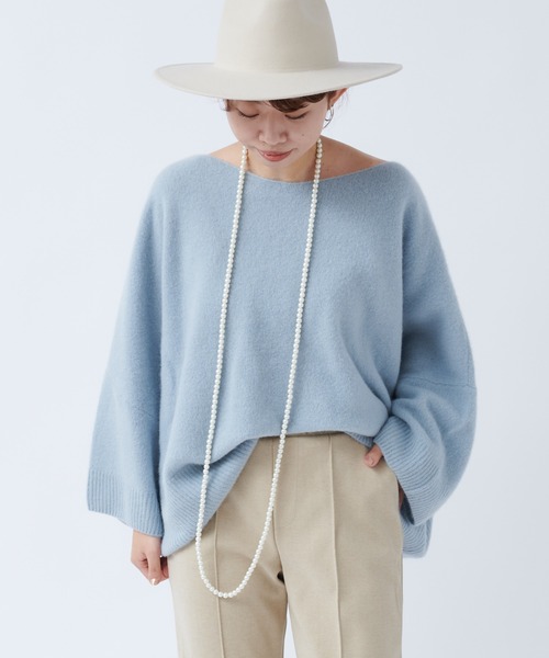 DouDou（ドゥドゥ）の「フォックスウールチュニック（ニット/セーター・レディース・グレイッシュベージュ/サックスブルー/レモンイエロー・FREE）」の9枚目の写真