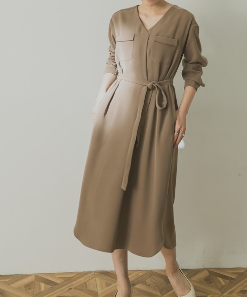 Urban ワンピース ドレス ワンピースresearch アーバンリサーチ のファッション ポケット付vネックワンピース ワンピース Urban