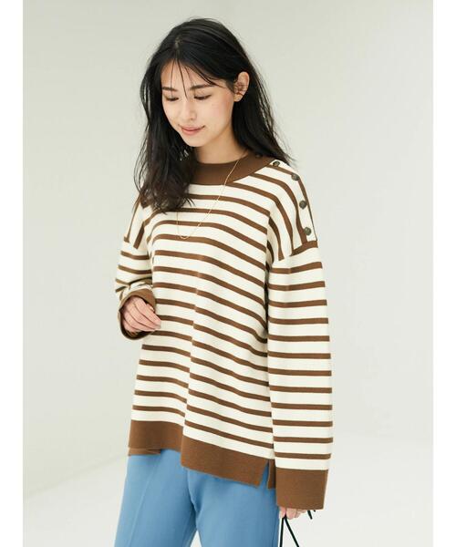 CRAFT STANDARD BOUTIQUE(クラフトスタンダードブティック)の「ショルダーボタンニットプルオーバー●*(ニット/セーター・レディース・ネイビー/アイボリー/モカ/グレー系その他4/ブルー系その他2/イエロー系その他2・M/L)」の10枚目の写真