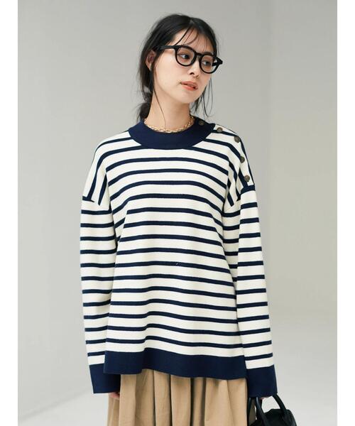 CRAFT STANDARD BOUTIQUE(クラフトスタンダードブティック)の「ショルダーボタンニットプルオーバー●*(ニット/セーター・レディース・ネイビー/アイボリー/モカ/グレー系その他4/ブルー系その他2/イエロー系その他2・M/L)」の19枚目の写真