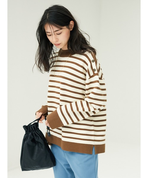 CRAFT STANDARD BOUTIQUE(クラフトスタンダードブティック)の「ショルダーボタンニットプルオーバー●*(ニット/セーター・レディース・ネイビー/アイボリー/モカ/グレー系その他4/ブルー系その他2/イエロー系その他2・M/L)」の6枚目の写真
