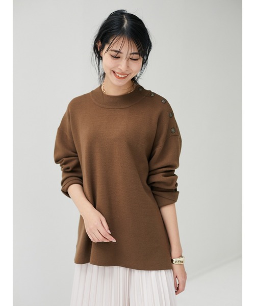 CRAFT STANDARD BOUTIQUE(クラフトスタンダードブティック)の「ショルダーボタンニットプルオーバー●*(ニット/セーター・レディース・ネイビー/アイボリー/モカ/グレー系その他4/ブルー系その他2/イエロー系その他2・M/L)」の4枚目の写真