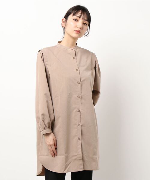 バンドカラーショルダータックシャツチュニック（チュニック）｜KOBE