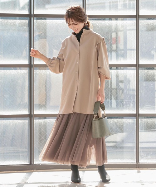 萌　もゆる　MOYURU ビックシルエット　シャツチュニック　バンドカラー 萌 もゆる MOYURU ビックシルエット シャツチュニック バンド