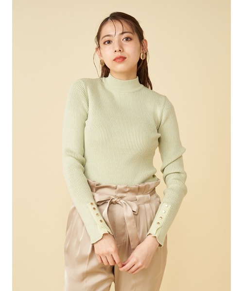 ROYAL PARTY（ロイヤルパーティー）の「(エコヴェロ)洗えるニットプチハイトップス（ニット/セーター・レディース・マルチ/ブラック/オフホワイト/パープル/グリーン・FREE）」の4枚目の写真