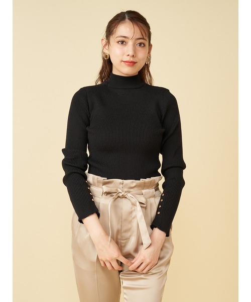 ROYAL PARTY（ロイヤルパーティー）の「(エコヴェロ)洗えるニットプチハイトップス（ニット/セーター・レディース・マルチ/ブラック/オフホワイト/パープル/グリーン・FREE）」の3枚目の写真