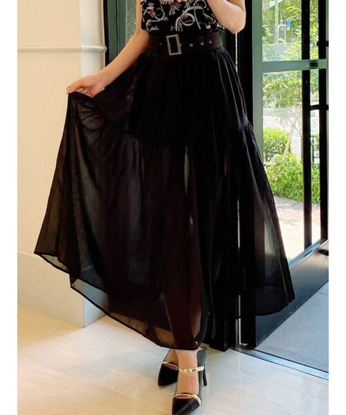 RESEXXY(リゼクシー)の「シアーレイヤードスカート(スカート・レディース・ホワイト/ブラック/モカ・FREE)」の1枚目の写真