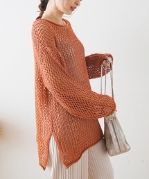 Futier land | メッシュ透かし編みチュニック(ニット/セーター)