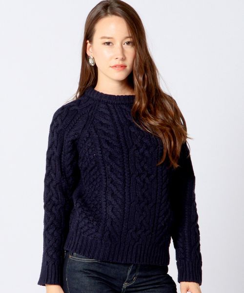 Another Edition（アナザーエディション）の「ケーブルプルオーバー/ AE HAND CABLE PO◆（ニット/セーター・レディース・オフホワイト/ブラウン/オレンジ/ネイビー・フリー）」の12枚目の写真