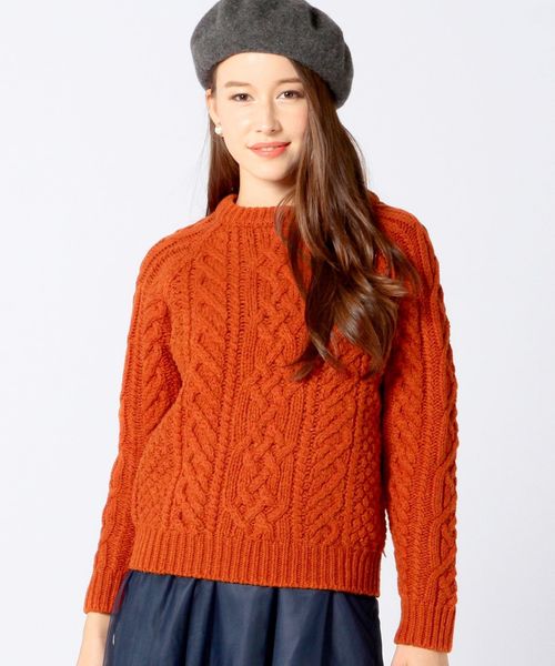Another Edition（アナザーエディション）の「ケーブルプルオーバー/ AE HAND CABLE PO◆（ニット/セーター・レディース・オフホワイト/ブラウン/オレンジ/ネイビー・フリー）」の13枚目の写真
