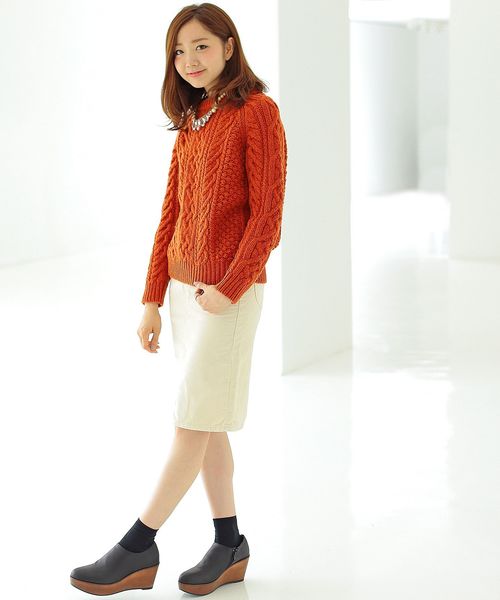Another Edition（アナザーエディション）の「ケーブルプルオーバー/ AE HAND CABLE PO◆（ニット/セーター・レディース・オフホワイト/ブラウン/オレンジ/ネイビー・フリー）」の14枚目の写真