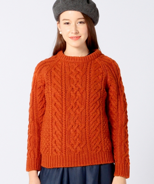 Another Edition（アナザーエディション）の「ケーブルプルオーバー/ AE HAND CABLE PO◆（ニット/セーター・レディース・オフホワイト/ブラウン/オレンジ/ネイビー・フリー）」の6枚目の写真