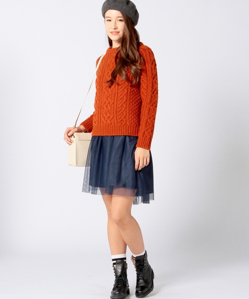 Another Edition（アナザーエディション）の「ケーブルプルオーバー/ AE HAND CABLE PO◆（ニット/セーター・レディース・オフホワイト/ブラウン/オレンジ/ネイビー・フリー）」の8枚目の写真
