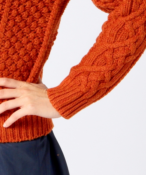 Another Edition（アナザーエディション）の「ケーブルプルオーバー/ AE HAND CABLE PO◆（ニット/セーター・レディース・オフホワイト/ブラウン/オレンジ/ネイビー・フリー）」の19枚目の写真