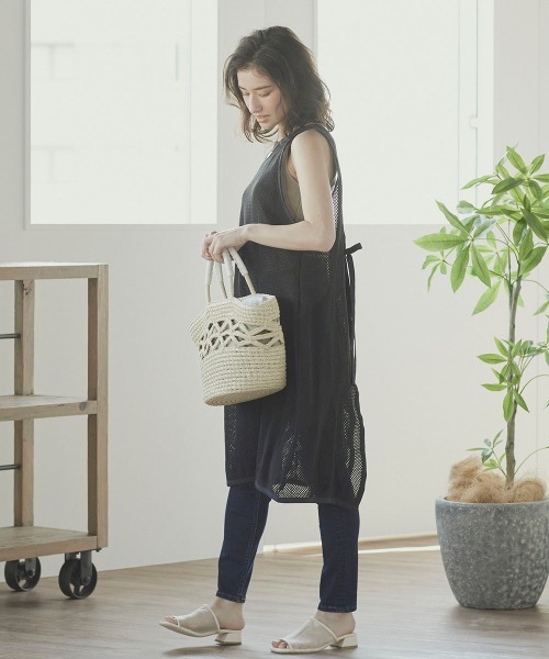 LIPSTAR（リップスター）の「メッシュ編みワンピース（ワンピース・レディース・オフホワイト/ブラック・M）」の9枚目の写真